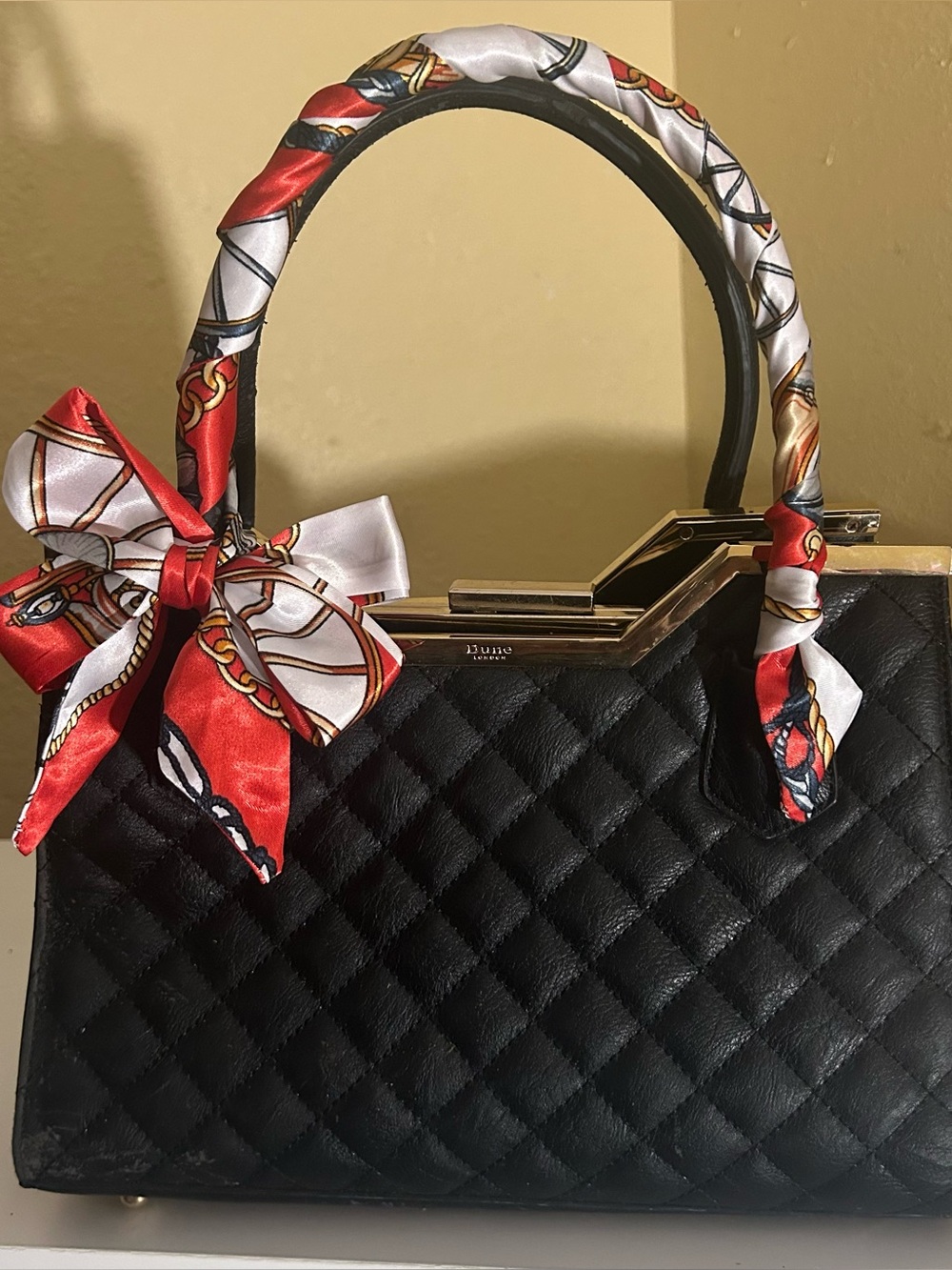 2 Twilly Satin Women Handbag Headband Scarf Gold Red White Gold